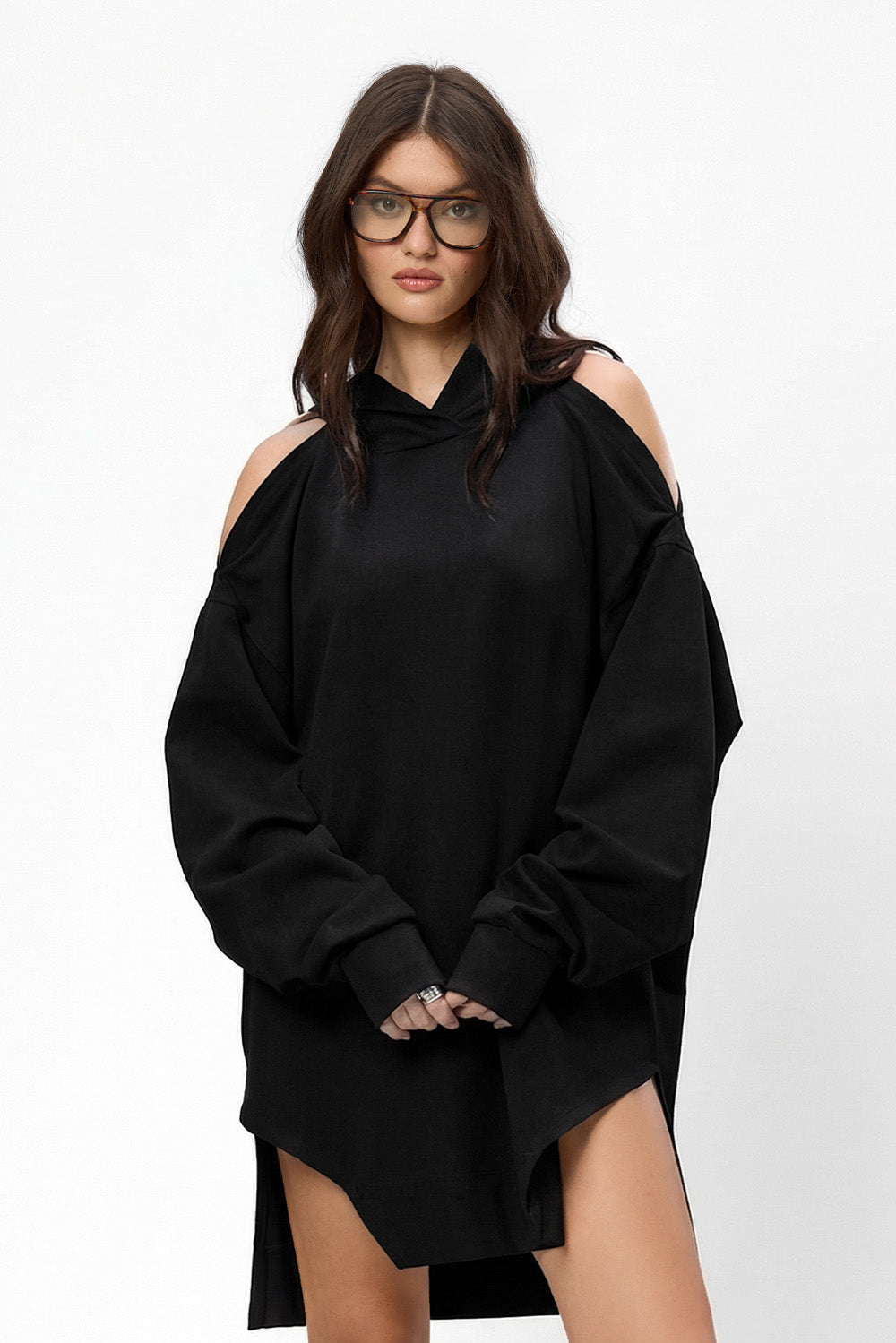 Fragile Riana Black Hoodie-Dress