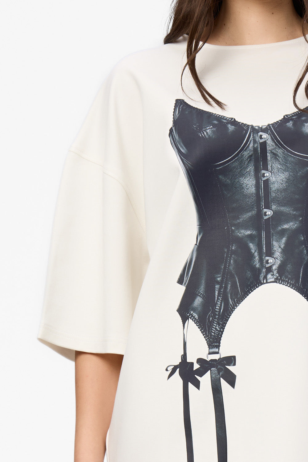 Sukienka T-shirt Bandana z nadrukiem gorsetu