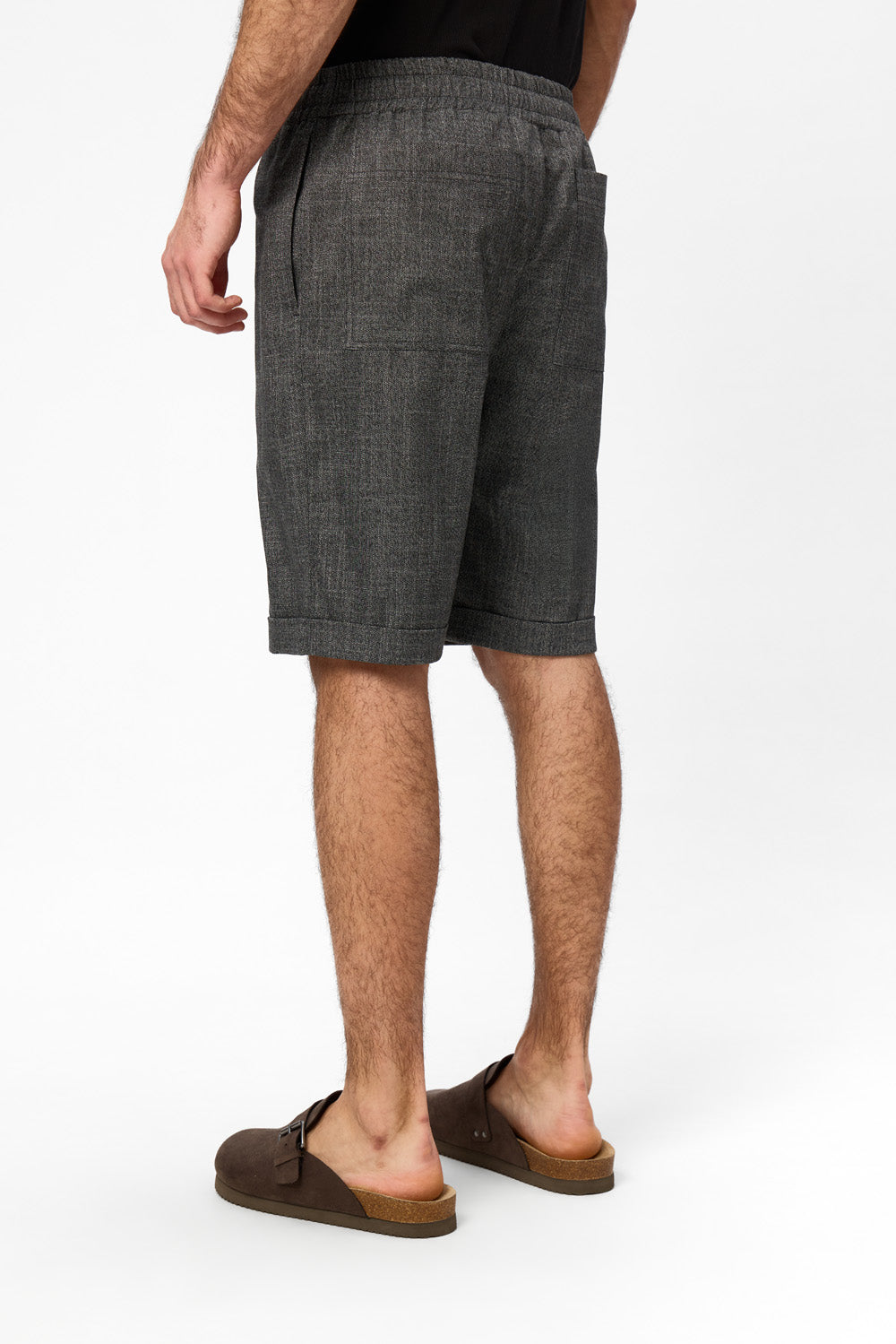 Thomas Black Melange Cloth Shorts