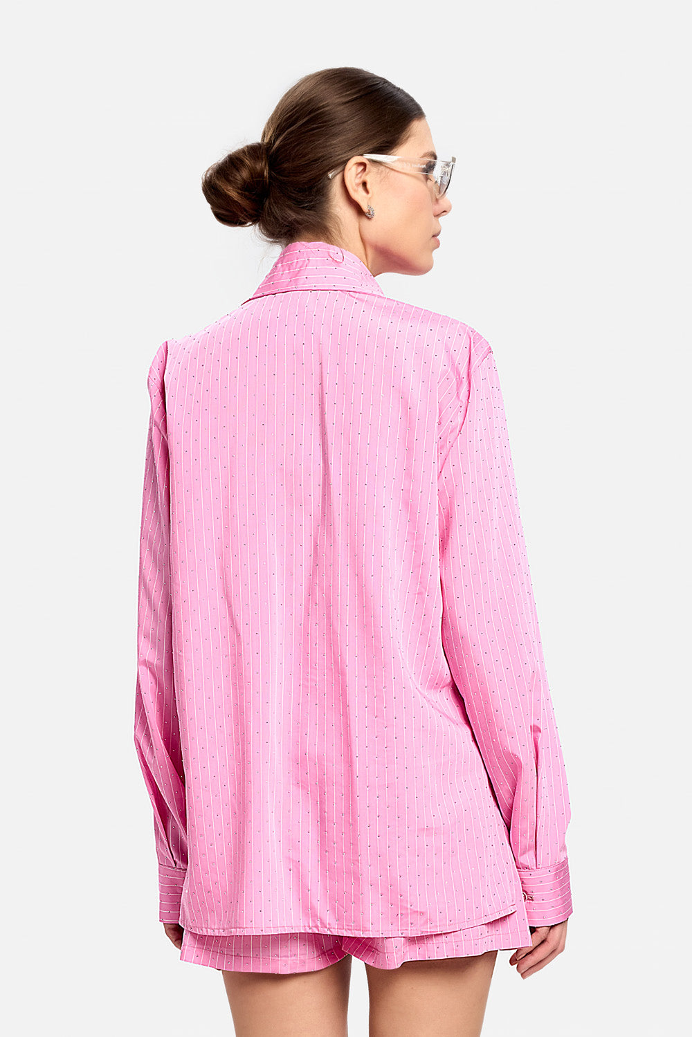 Camasa Santorini Poplin cu strasuri aplicate| Femei | Roz | Stil Modern & Elegant | Confort & Funcționalitate | Atelier Hamza