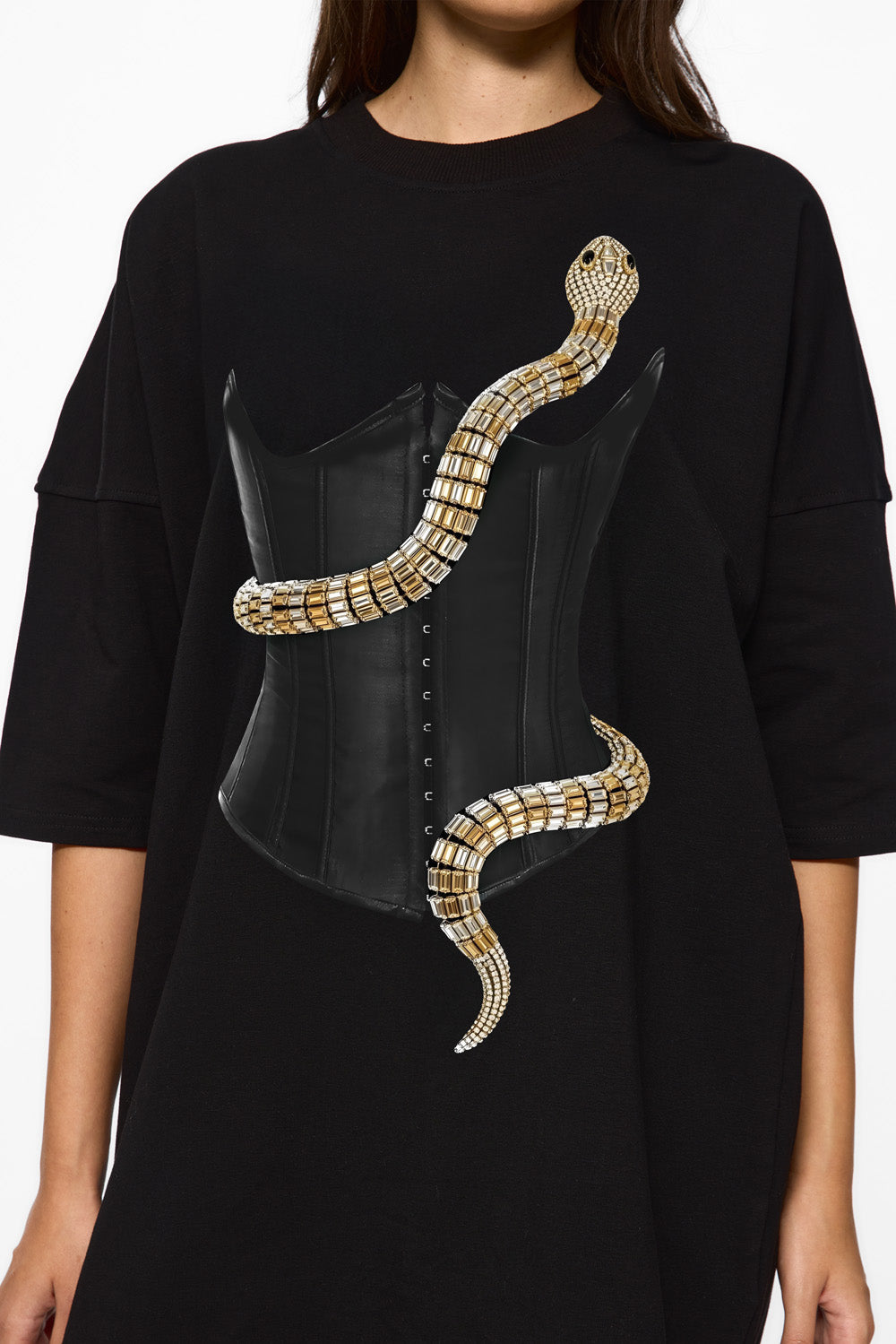 Eva Printed Black Dress
