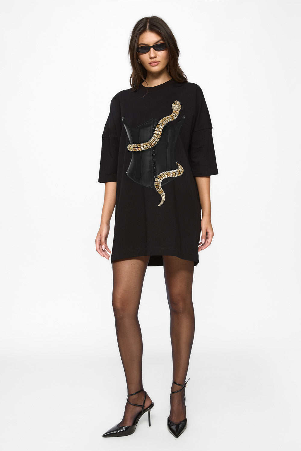 Eva Printed Black Dress