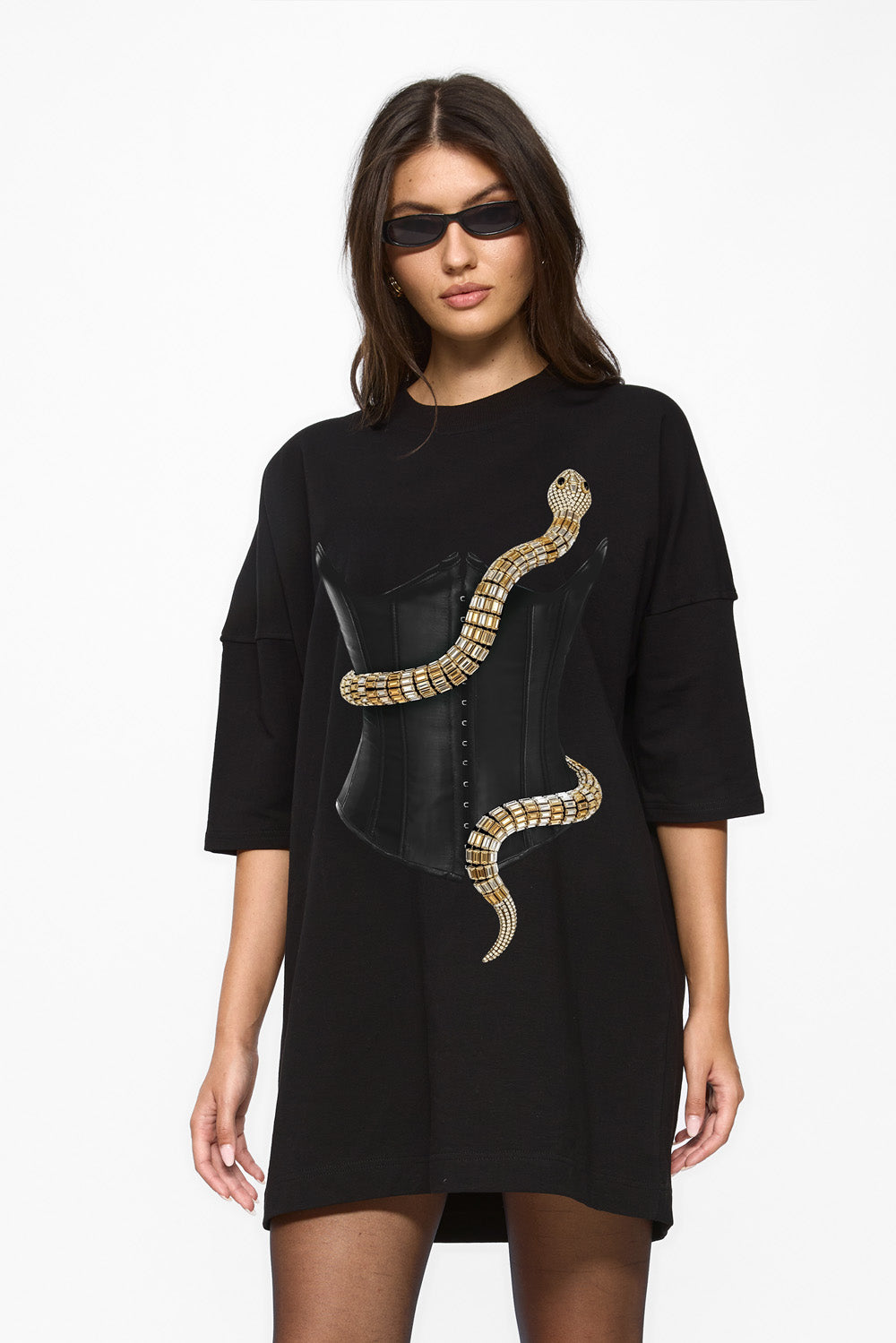 Eva Printed Black Dress