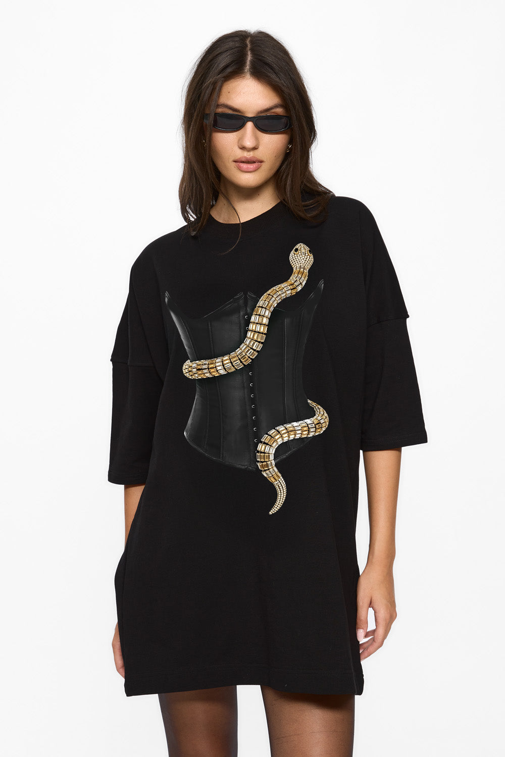 Eva Printed Black Dress