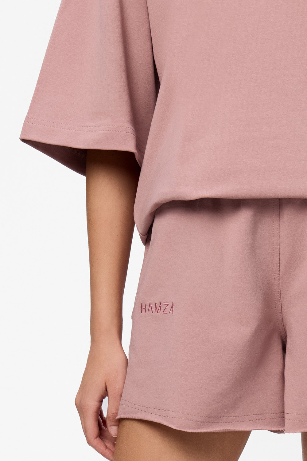 Powder Pink oversized cotton shorts