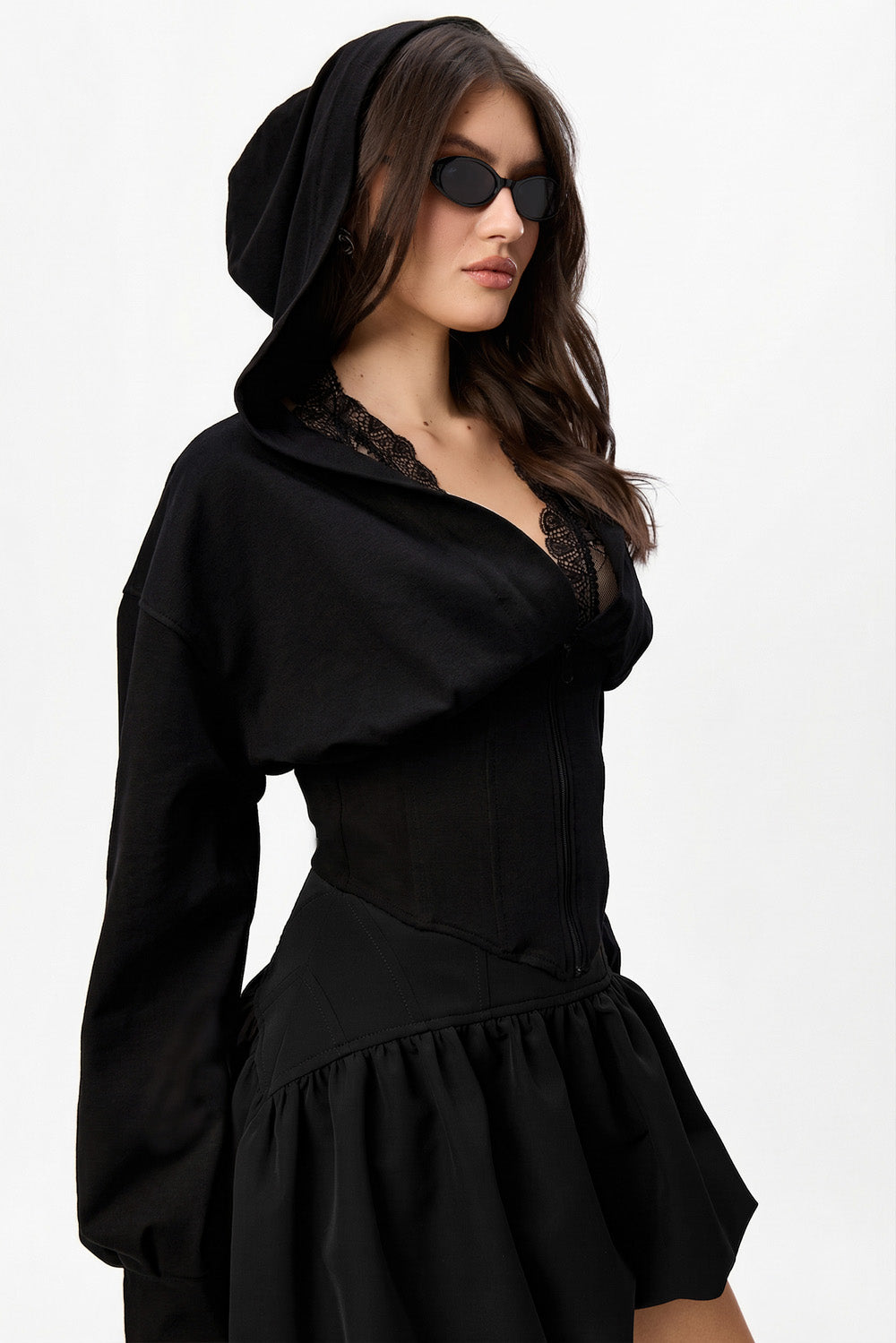Karol v2 lace black Hoodie with corset