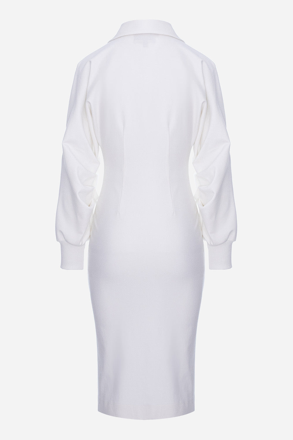 Czarna bluzka-sukienka Kaia z rękawami na gumkę i ukrytym zamkiem bocznym.