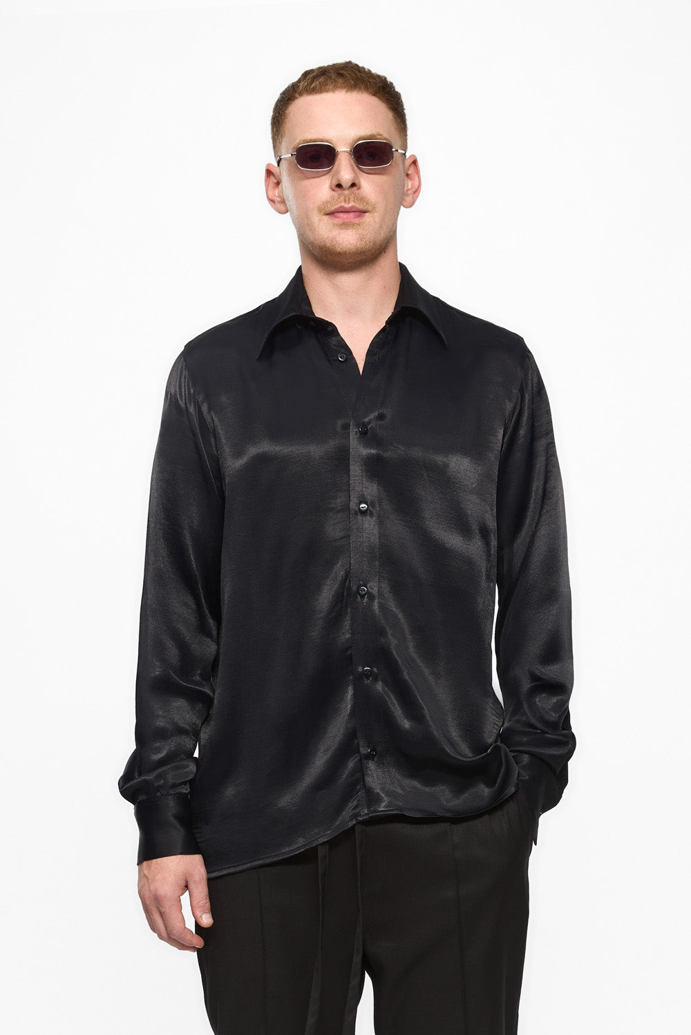 Thom black viscose shirt