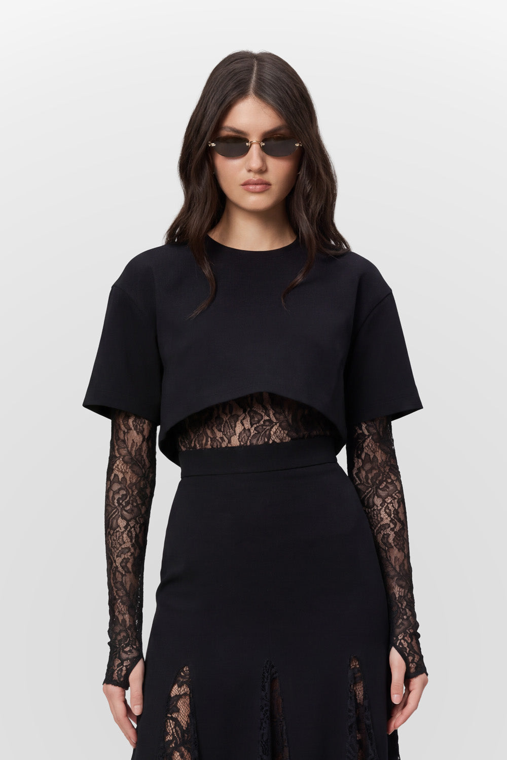 Osaka Black Top with sheer lace Body