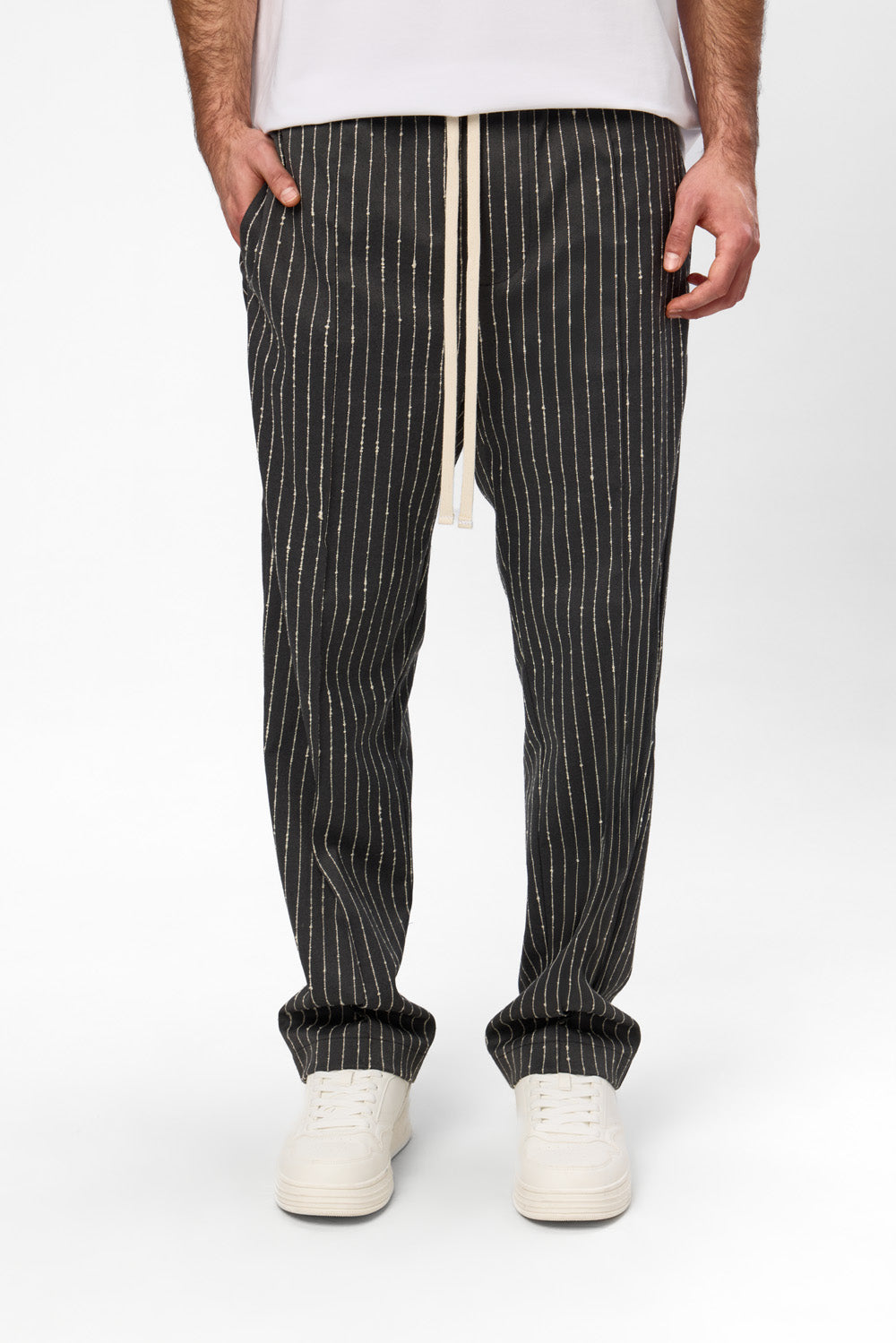 247 grey striped cloth pants