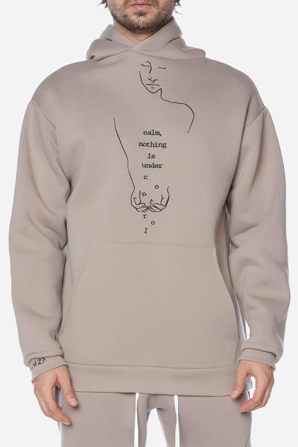 Hanorac cu broderie Control | Bărbați | Bej | Stil Modern & Elegant | Confort & Funcționalitate | Atelier Hamza