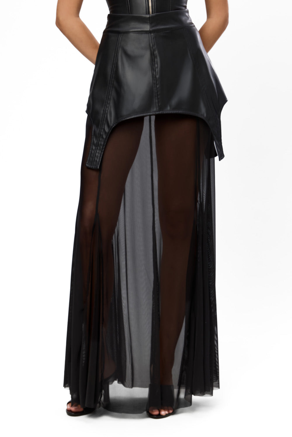 Siren black leather skirt