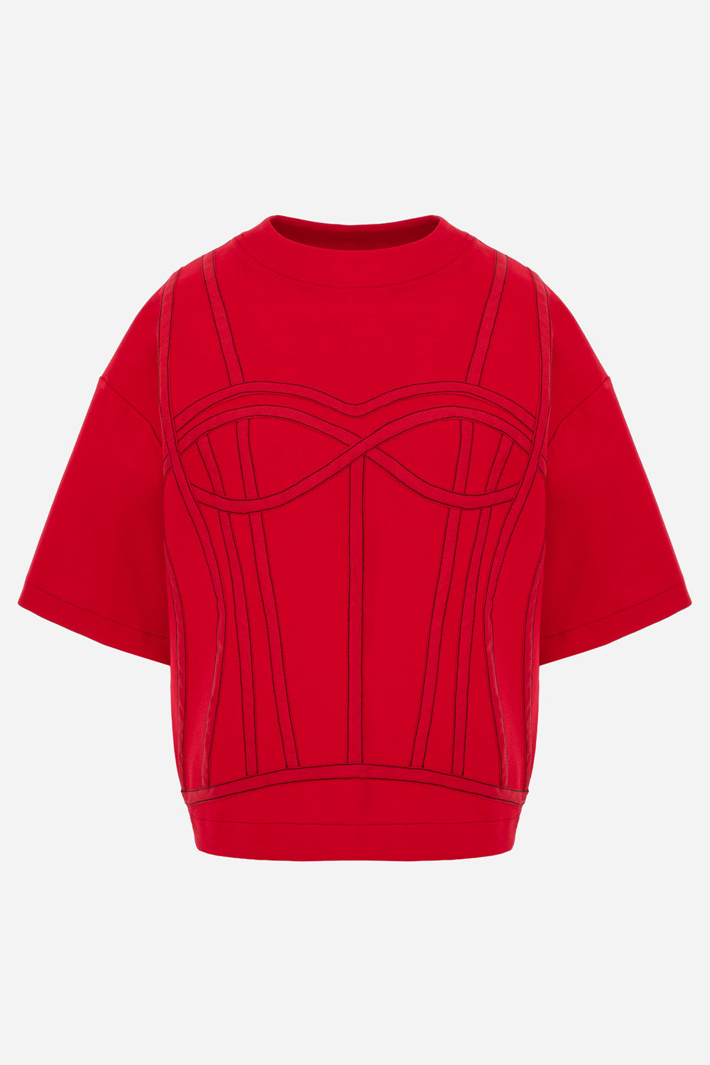 Karo Red Stitched Corset T-shirt