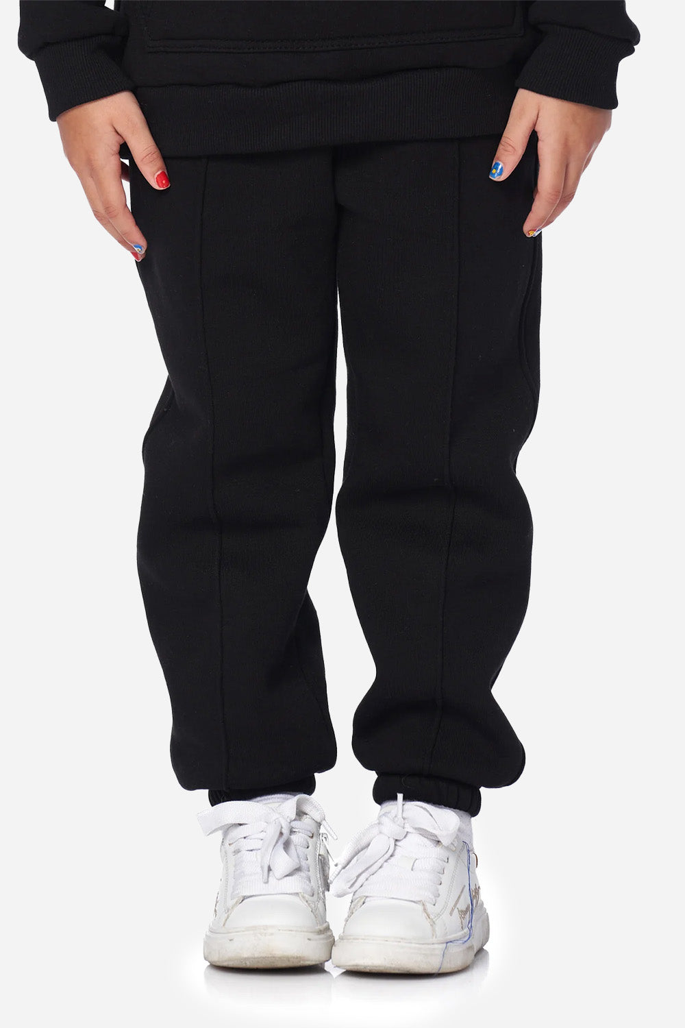 Pantaloni negriu copii "Teddy" cu design ursuleț, mânecă lungă, jucăuș, Atelier Hamza.