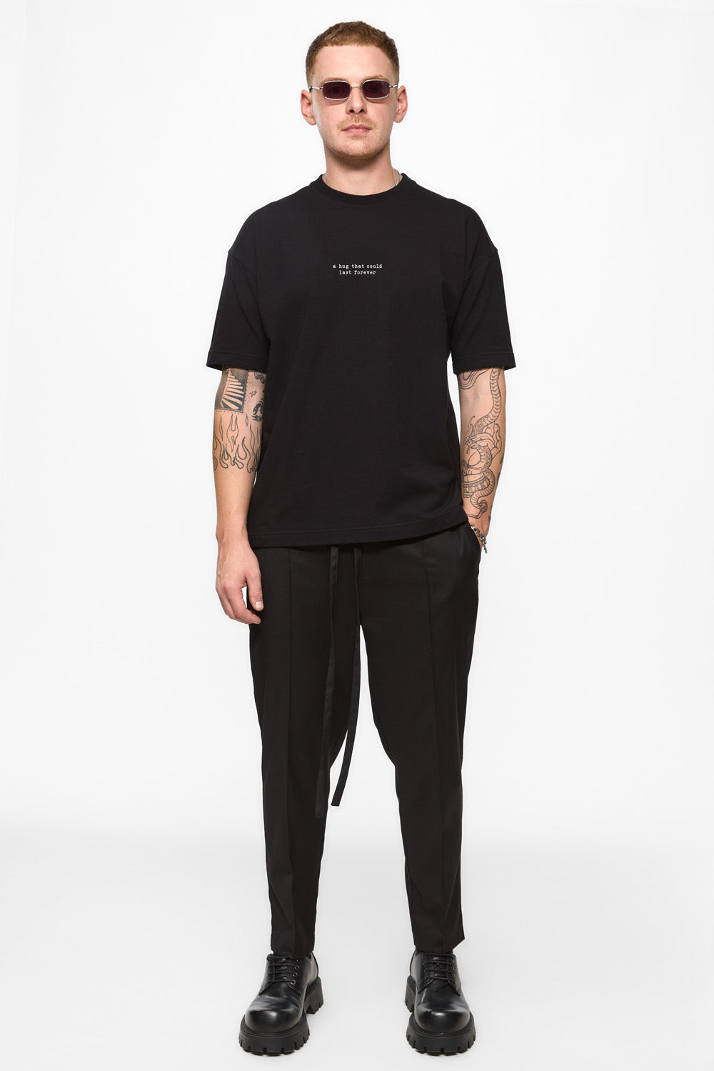 Hug 4 ever   Printed Black T-Shirt