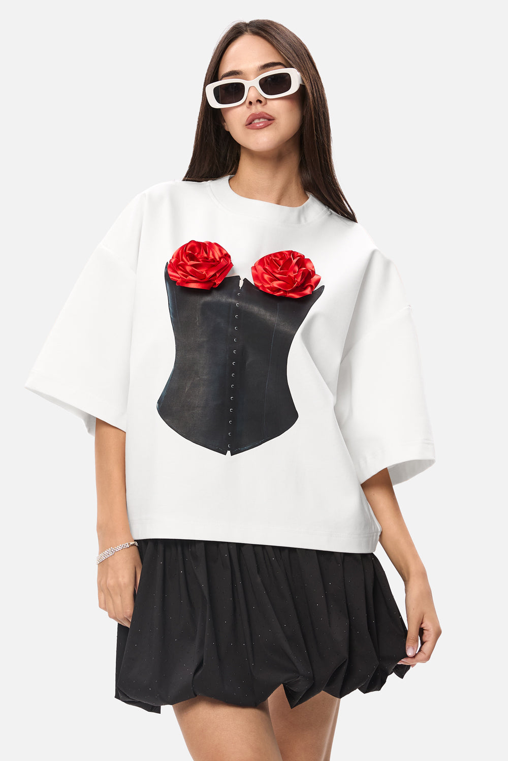 Tricou de femei cu imprimeu Belle | Confort & Eleganță | Negru | Atelier Hamza