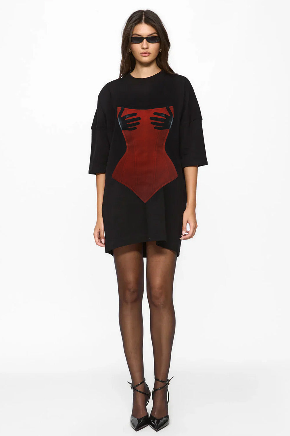 Noir V2 printed Black Dress