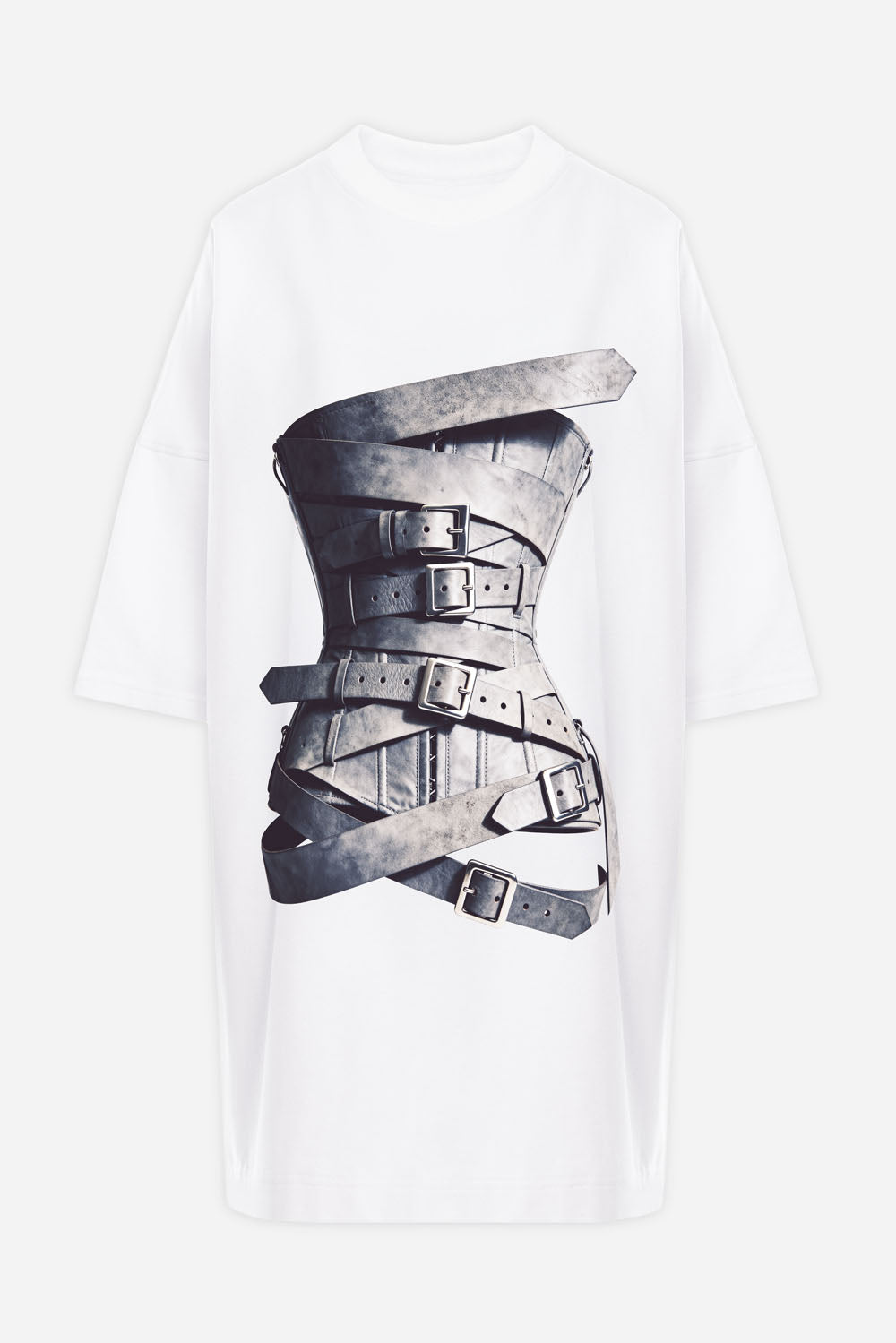 Silver Belt printed Black Dress