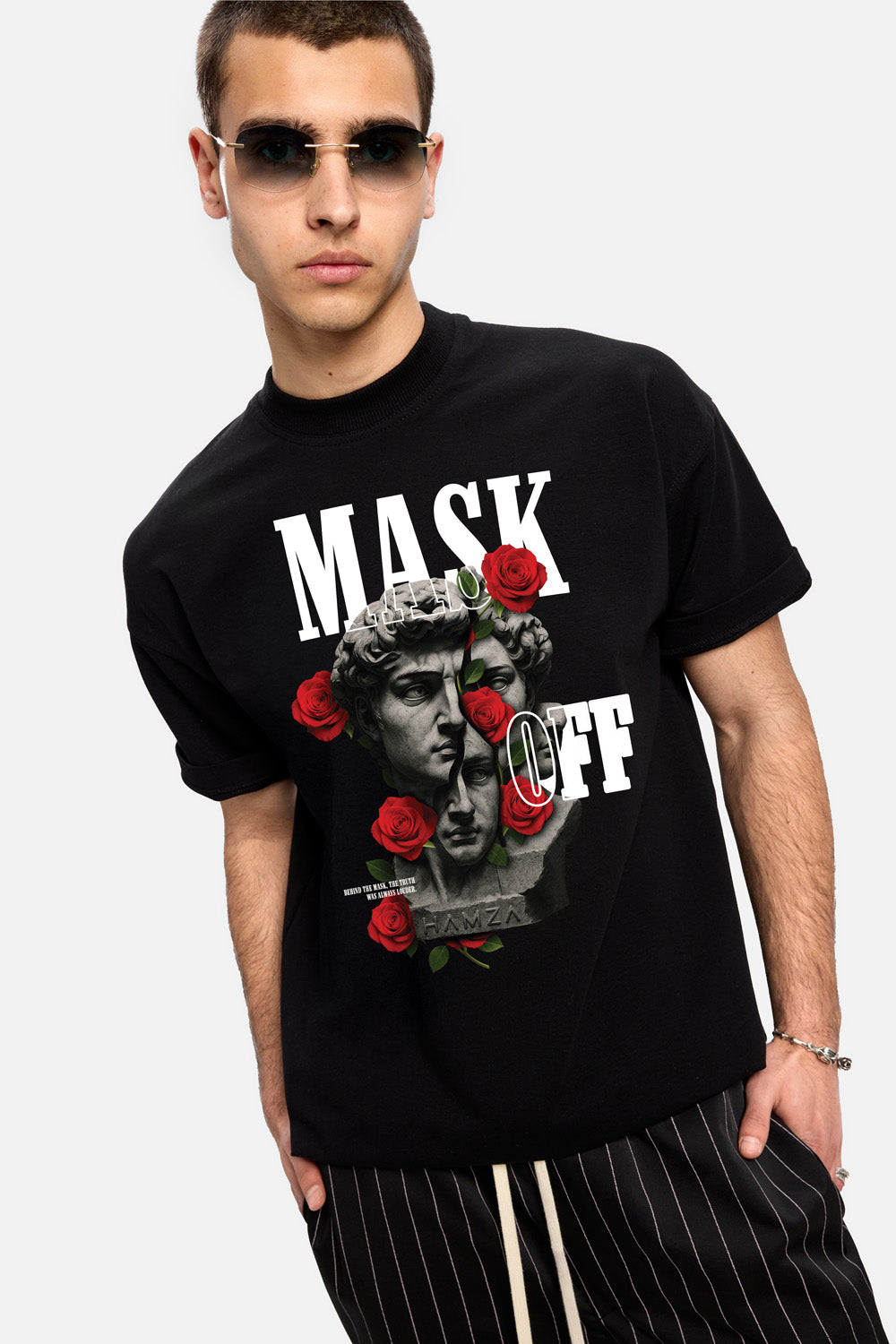 Tricou cu imprimeu Mask Off| Barbati | Negru | Stil Modern & Elegant | Confort & Funcționalitate | Atelier Hamza