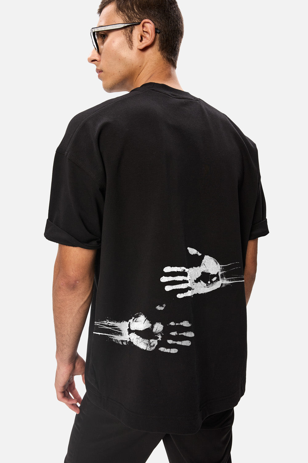 Tricou negru de barbati cu imprimeu Hug | Confort & Eleganță | Negru | Atelier Hamza