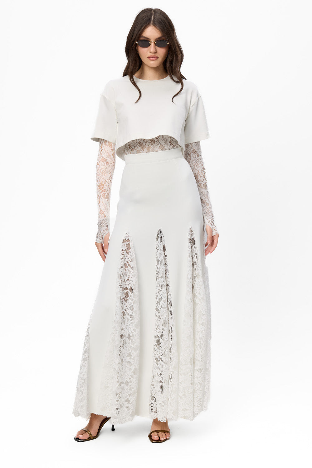 Osaka Off-White Top with sheer lace Body