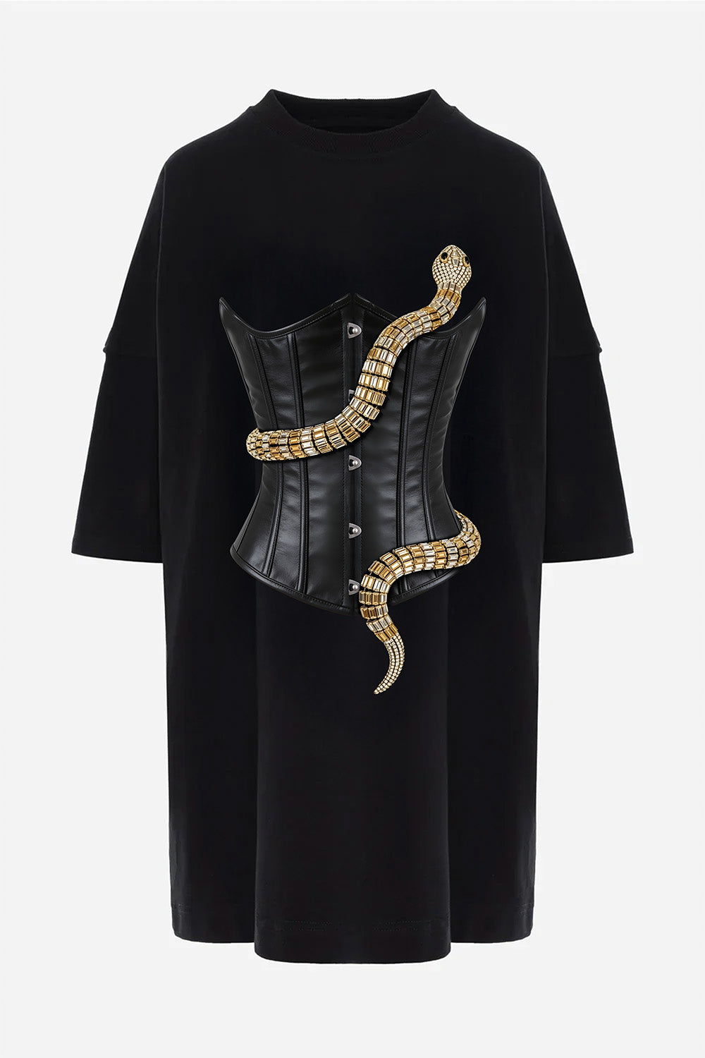 Eva Printed Black Dress - Hamza