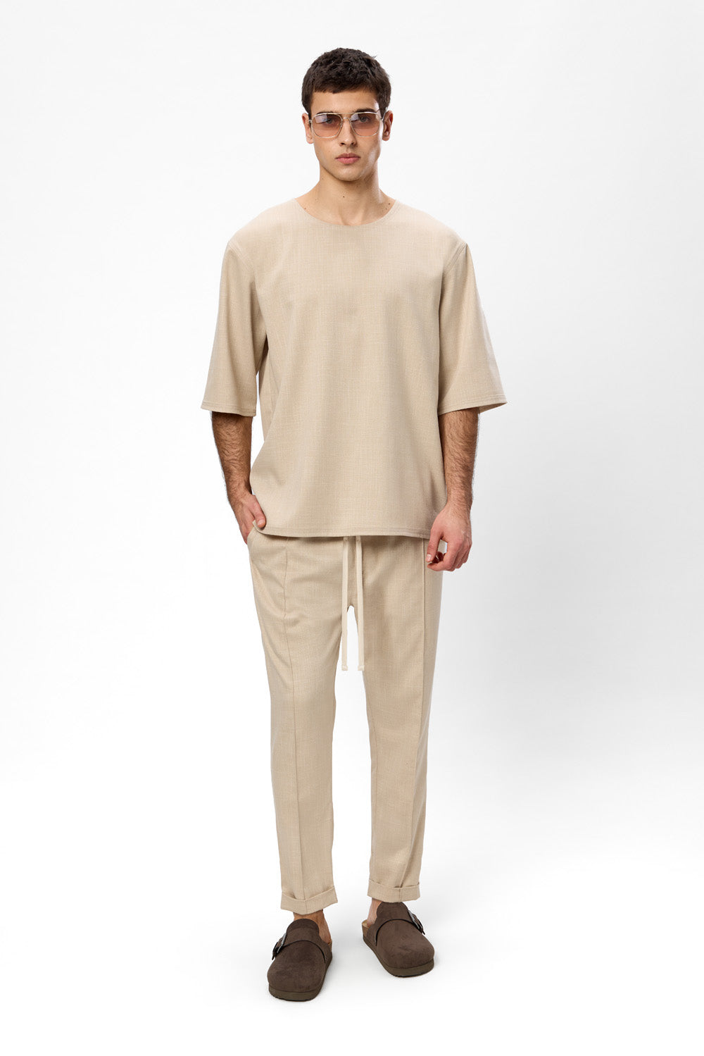 Thom Beige Melange Cloth Pants