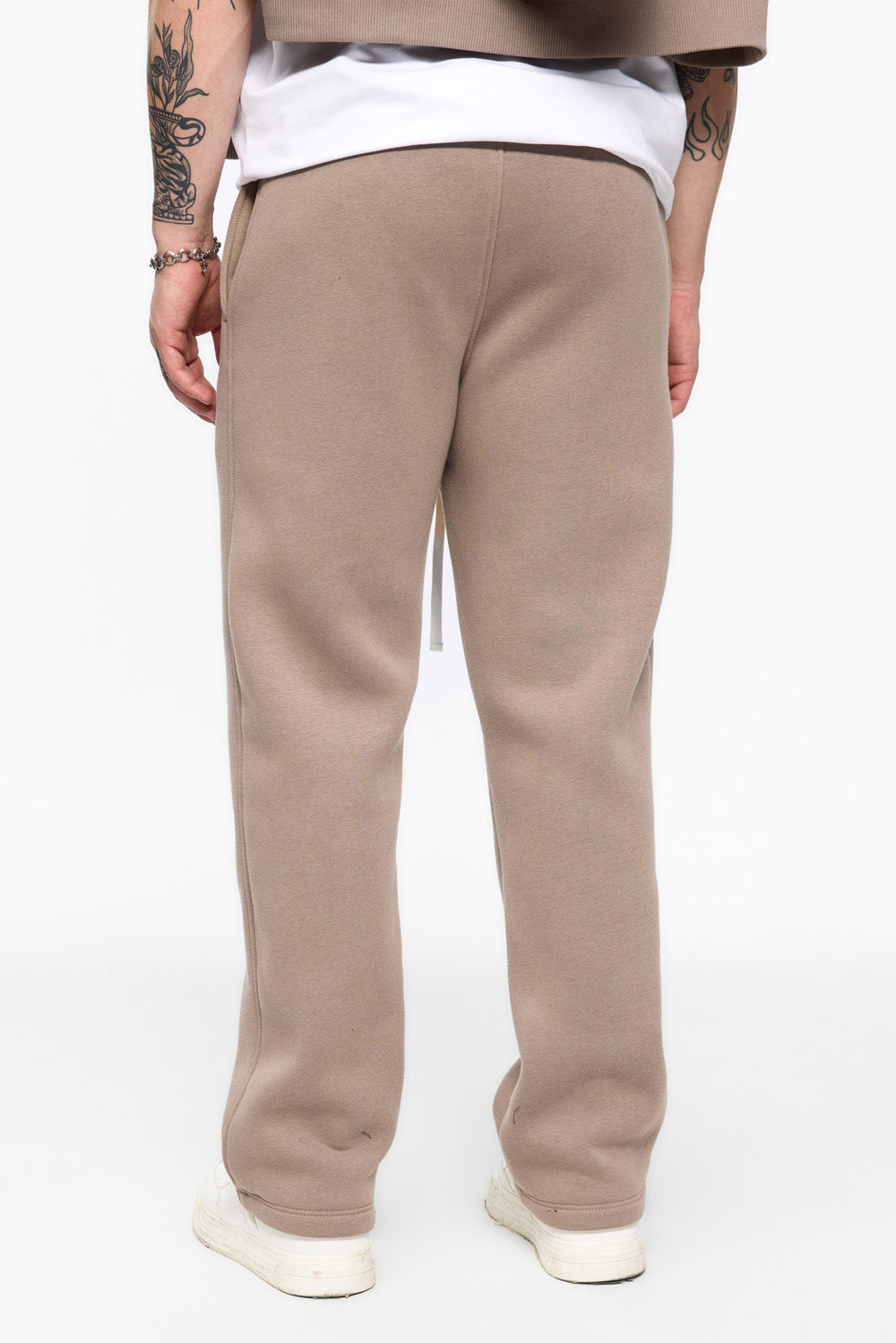 247 fleece Brown sweatpants with decorative stitching