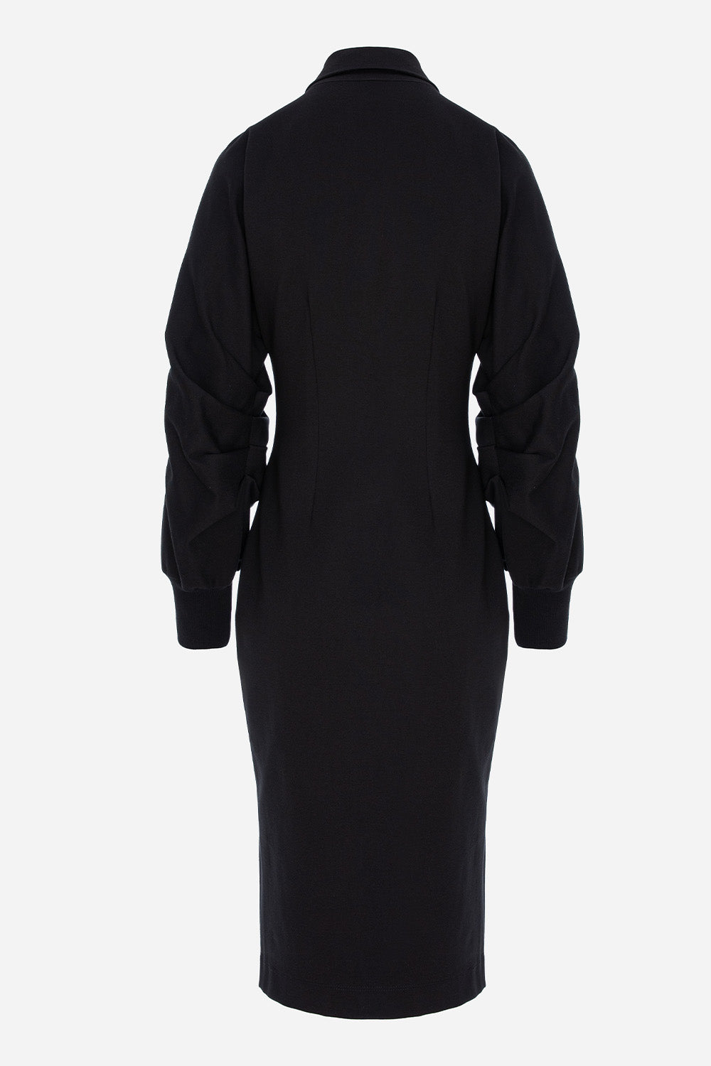 Czarna bluzka-sukienka Kaia z rękawami na gumkę i ukrytym zamkiem bocznym.