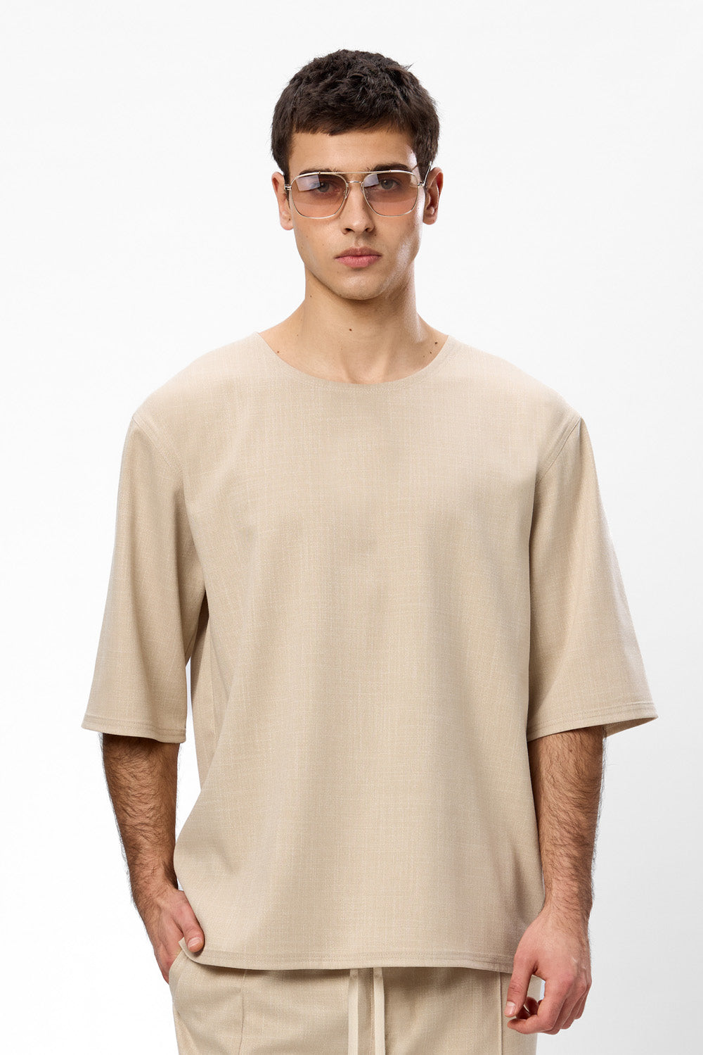 Thom beige melange cloth T-shirt