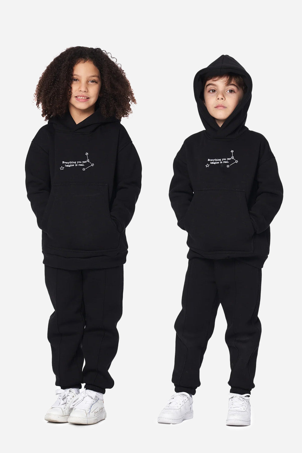 Pantaloni negriu copii "Teddy" cu design ursuleț, mânecă lungă, jucăuș, Atelier Hamza.