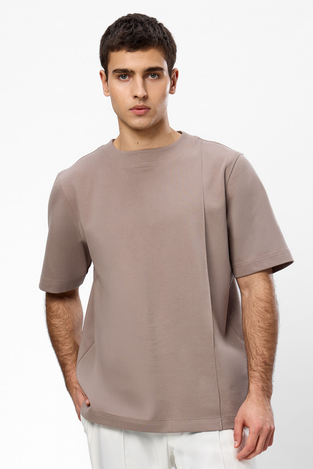 Khan V2 beige seam detail T-shirt