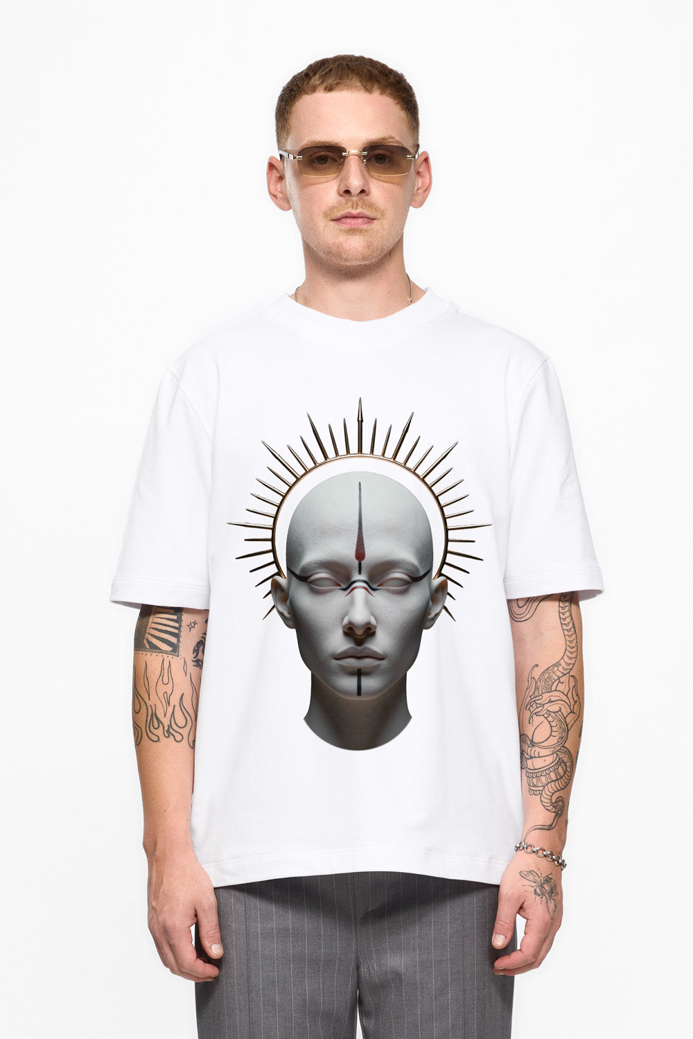 Monarh Printed White T-Shirt