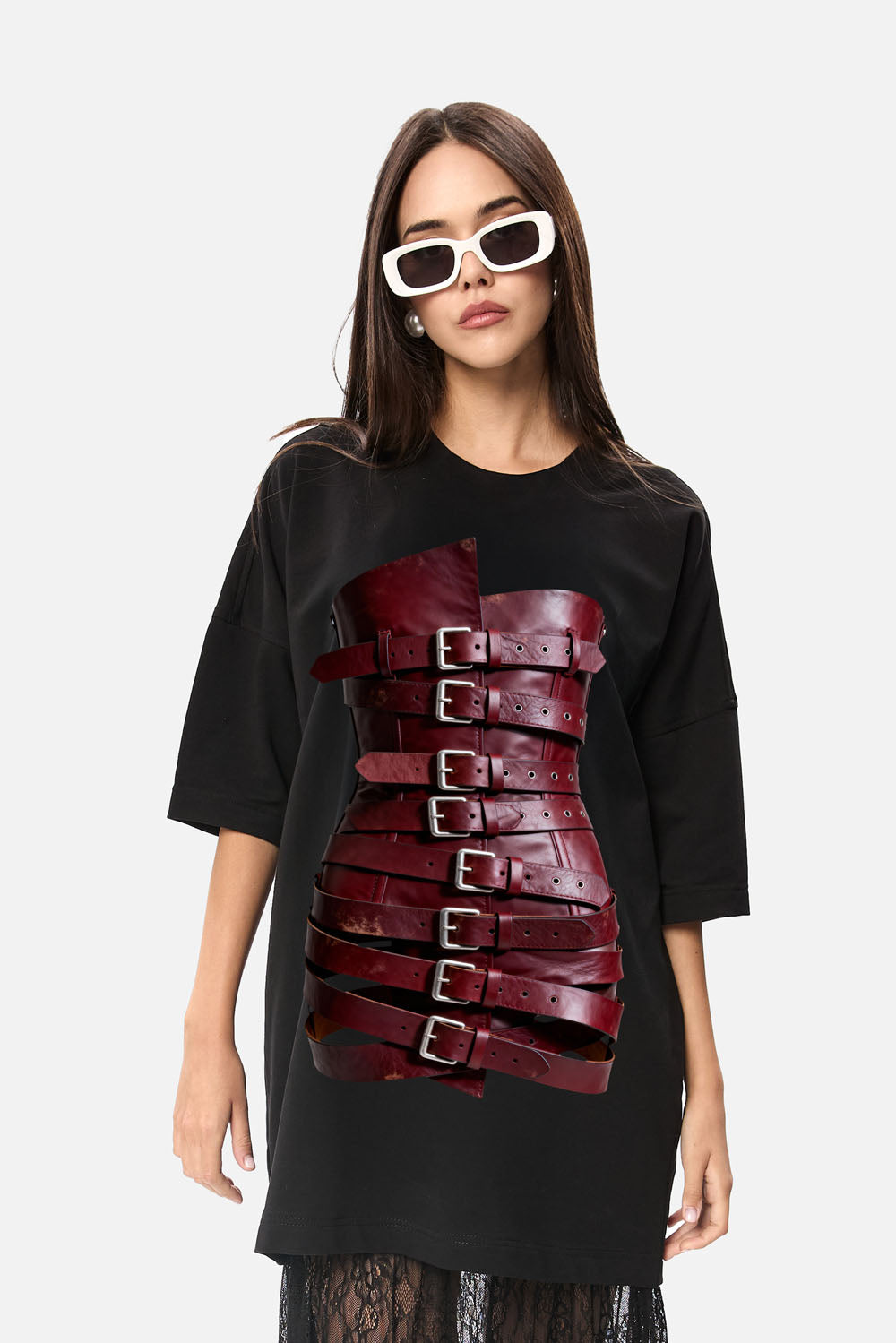 Sukienka T-shirt Bandana z nadrukiem gorsetu