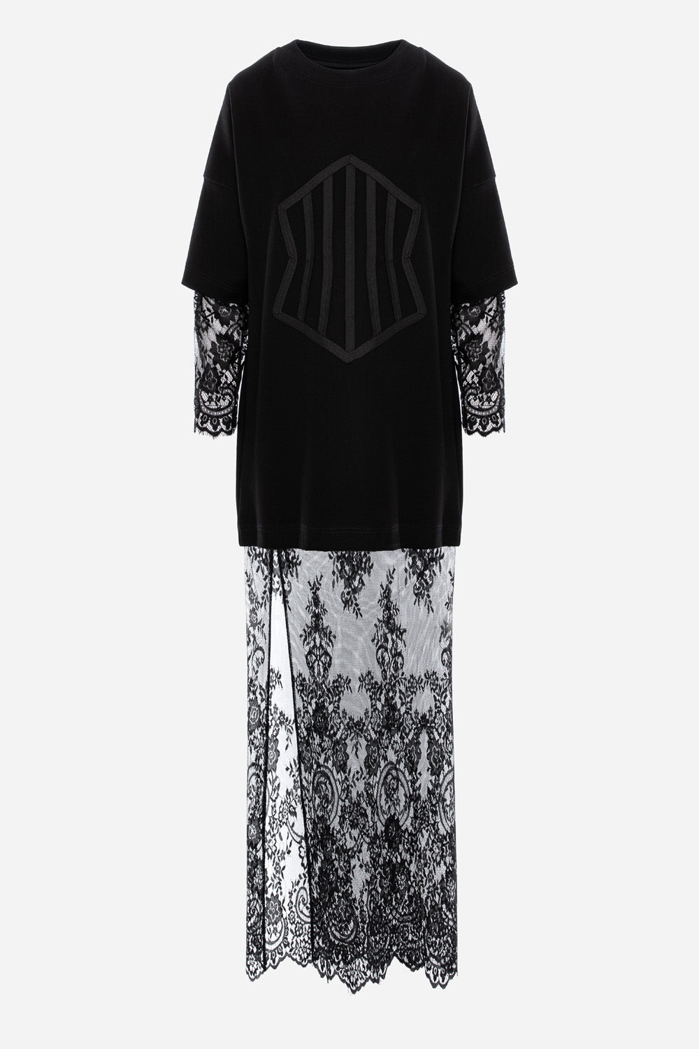 Rochie  Venice cu fustă și mâneci din dantelă| Femei | Negru | Stil Modern & Elegant | Confort & Funcționalitate | Atelier Hamza