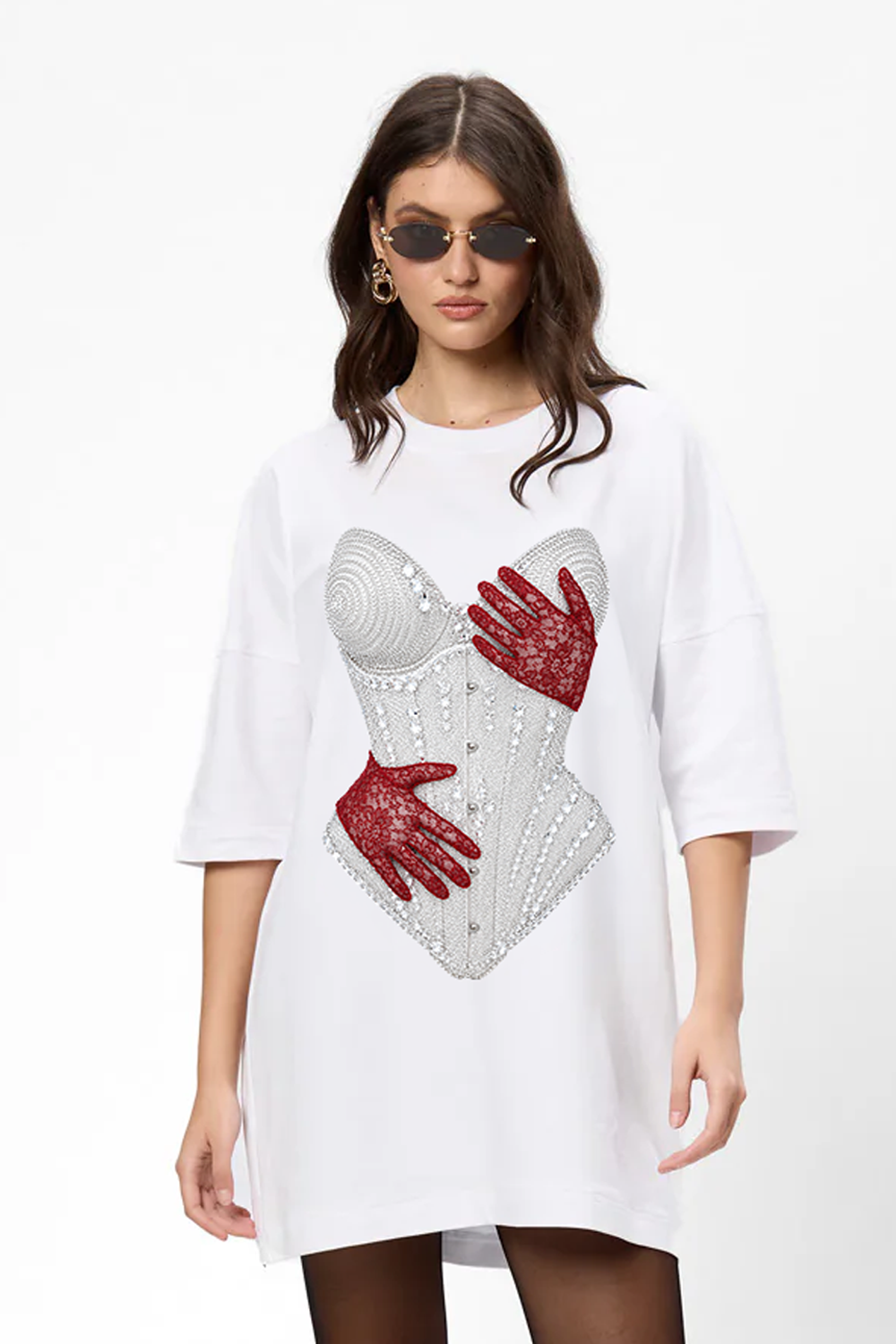 Sukienka T-shirt Bandana z nadrukiem gorsetu