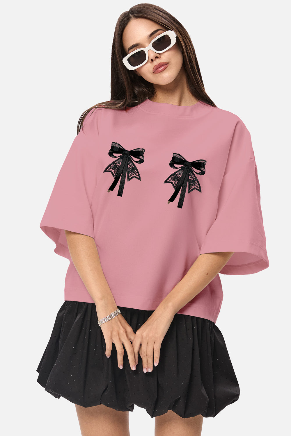 Tricou Luna cu fundite aplicate| Femei | Roz | Stil Modern & Elegant | Confort & Funcționalitate | Atelier Hamza
