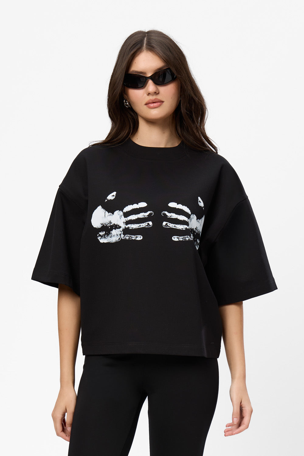 Hands Bra printed Black T-Shirt
