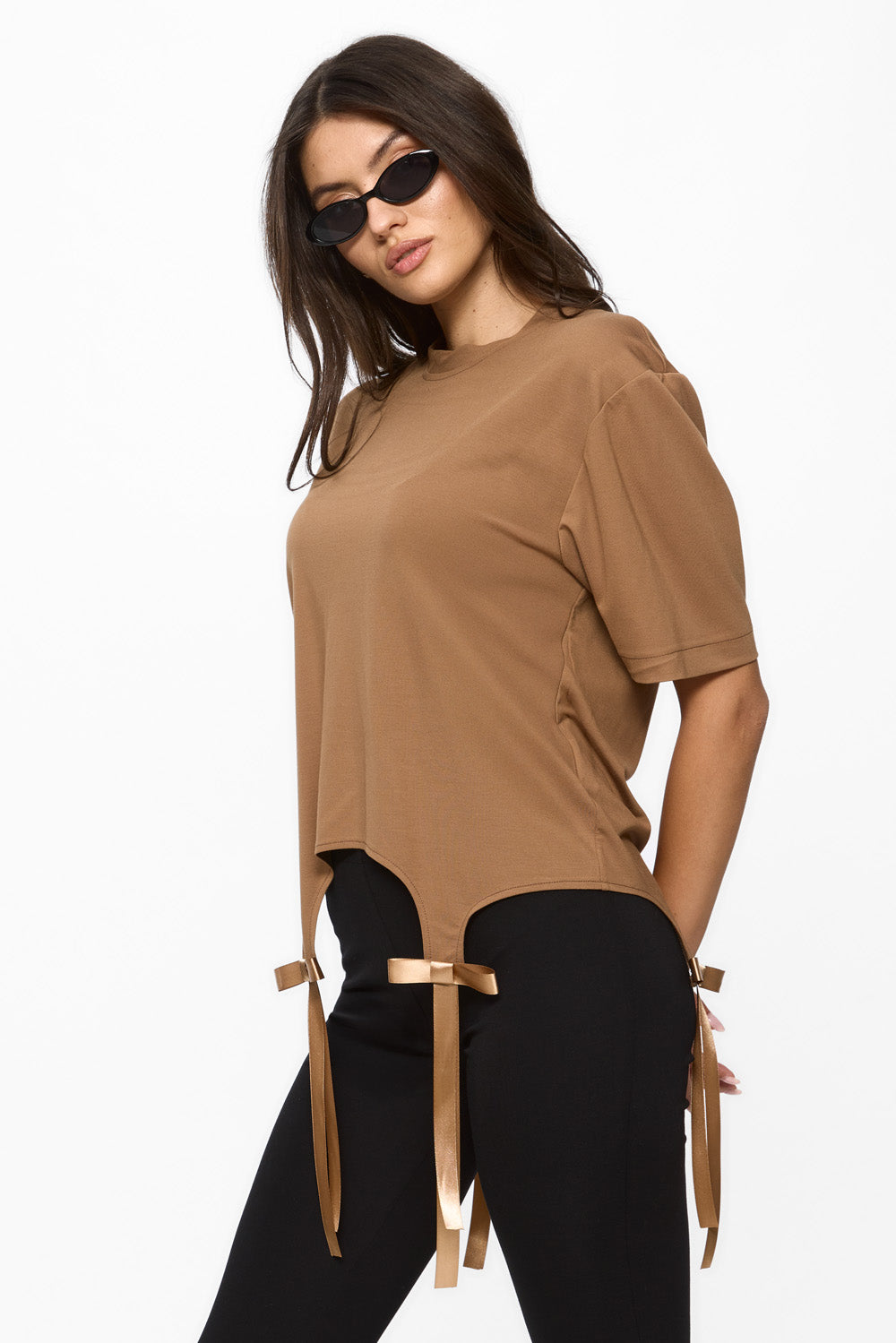 Charme Chocolate T-shirt with hand applied bows