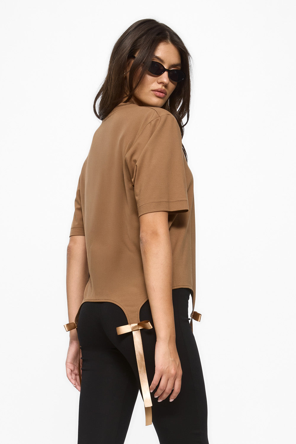 Charme Chocolate T-shirt with hand applied bows
