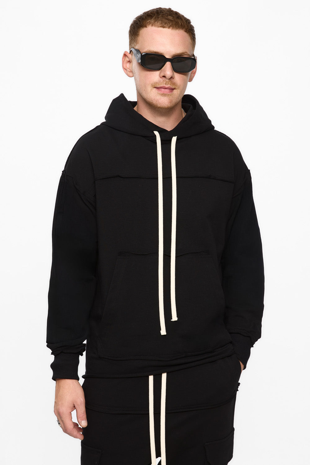 Crudo 2.0 Black Unfinished edges Hoodie