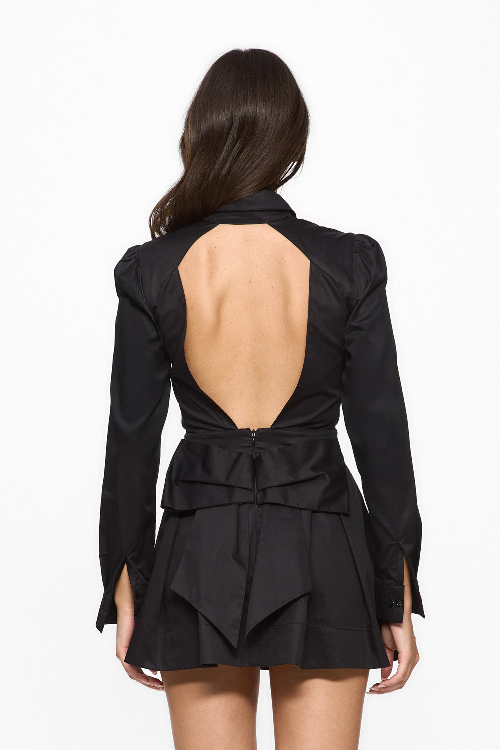 Amis Black Poplin Mini Dress