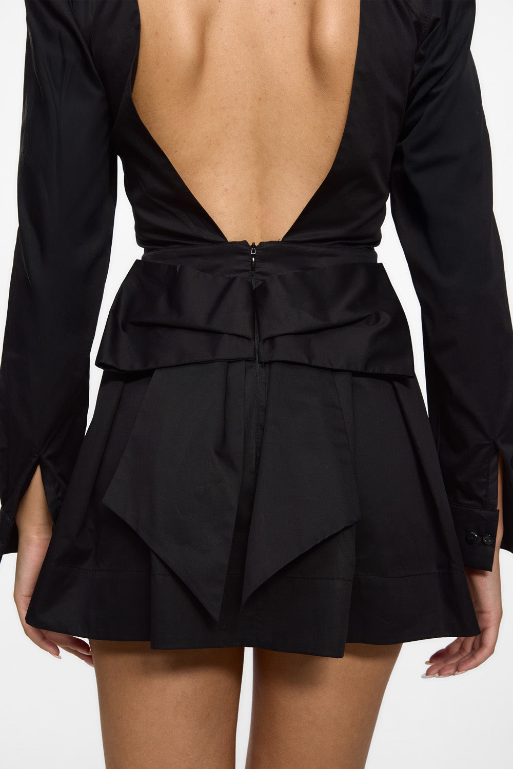 Amis Black Poplin Mini Dress