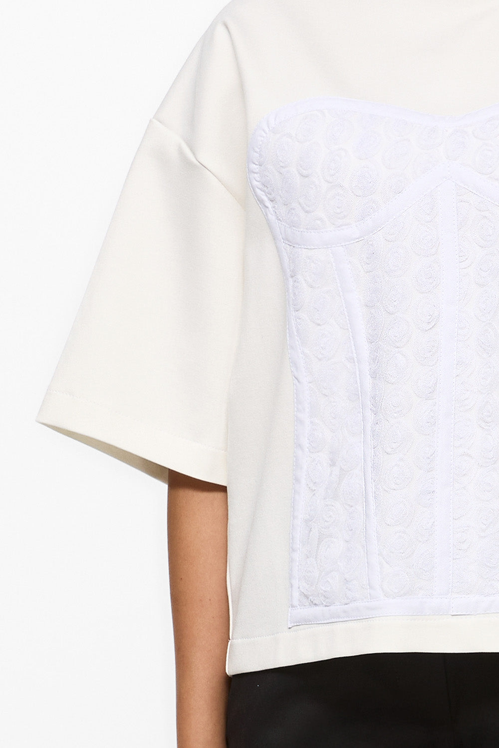 Kyo Rose Off-White Stitched Corset T-shirt