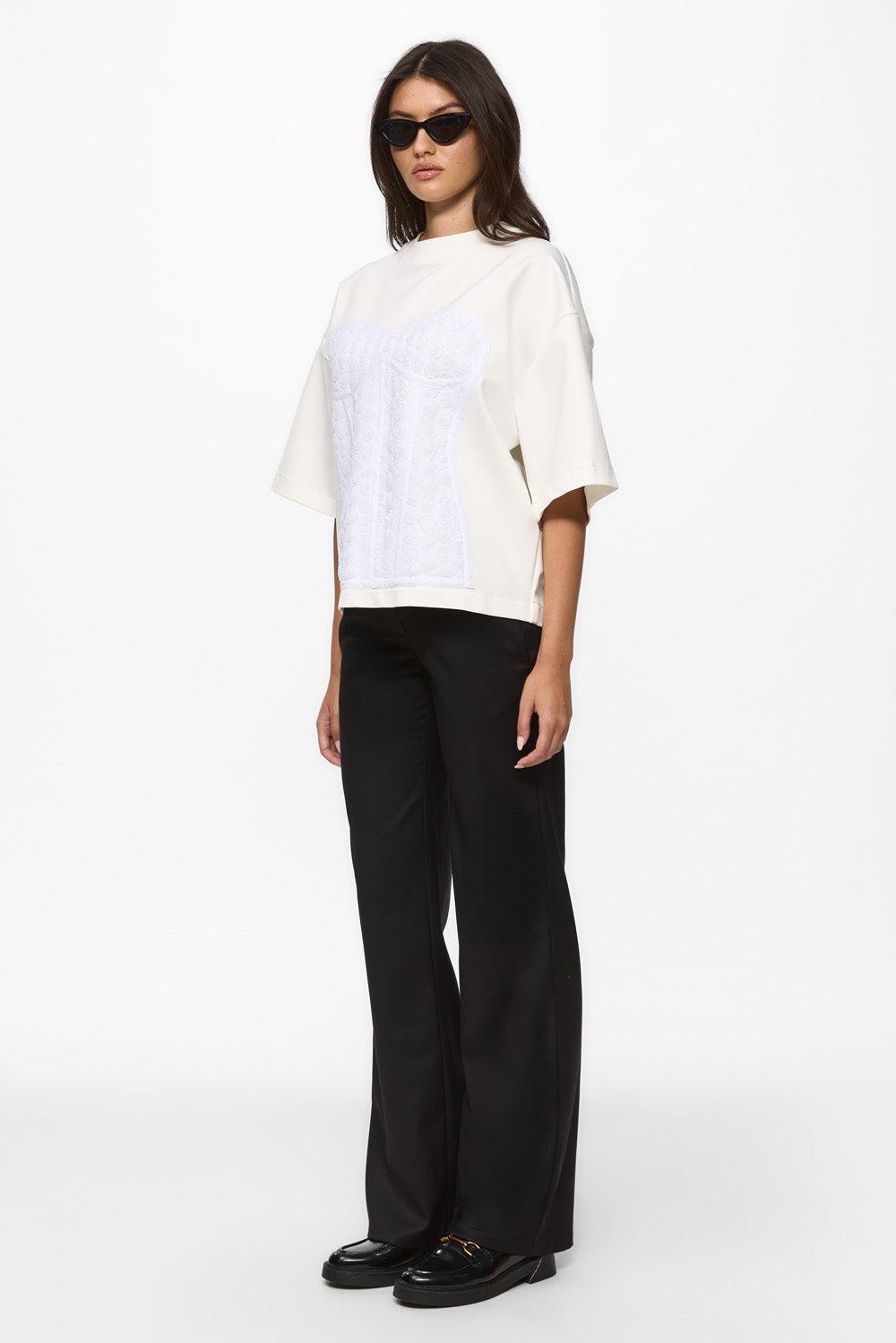 Kyo Rose Off-White Stitched Corset T-shirt