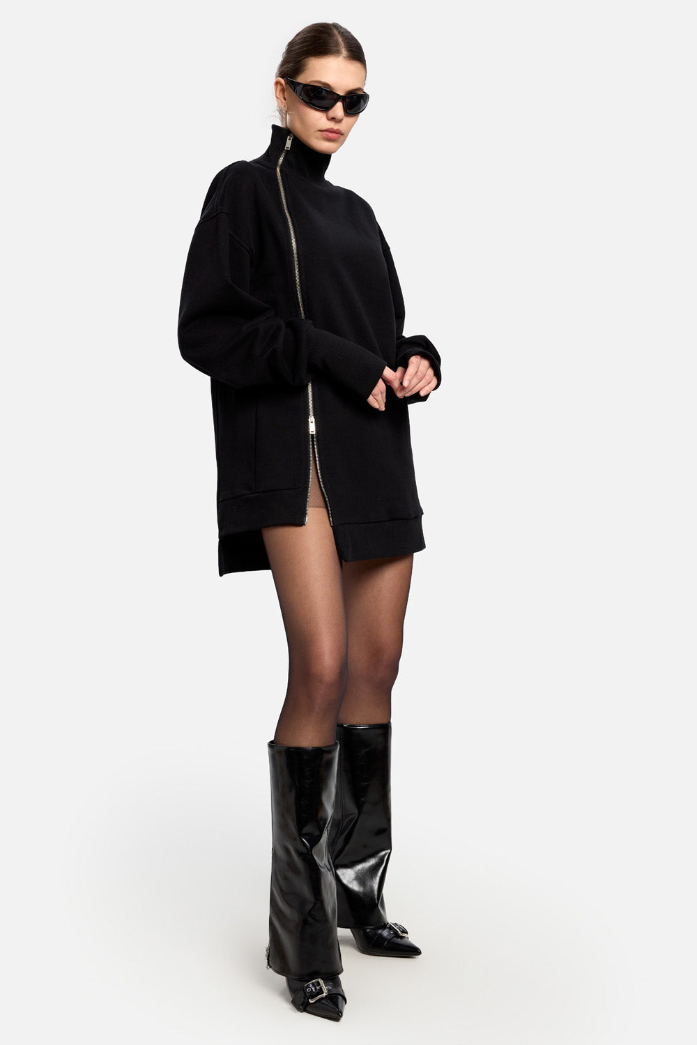Rochie Bipolar cu fermoar dublu| Femei | Negru | Stil Modern & Elegant | Confort & Funcționalitate | Atelier Hamza