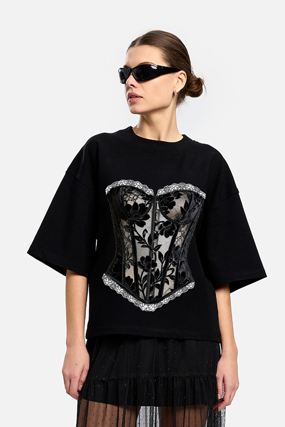 Couture printed Black T-Shirt