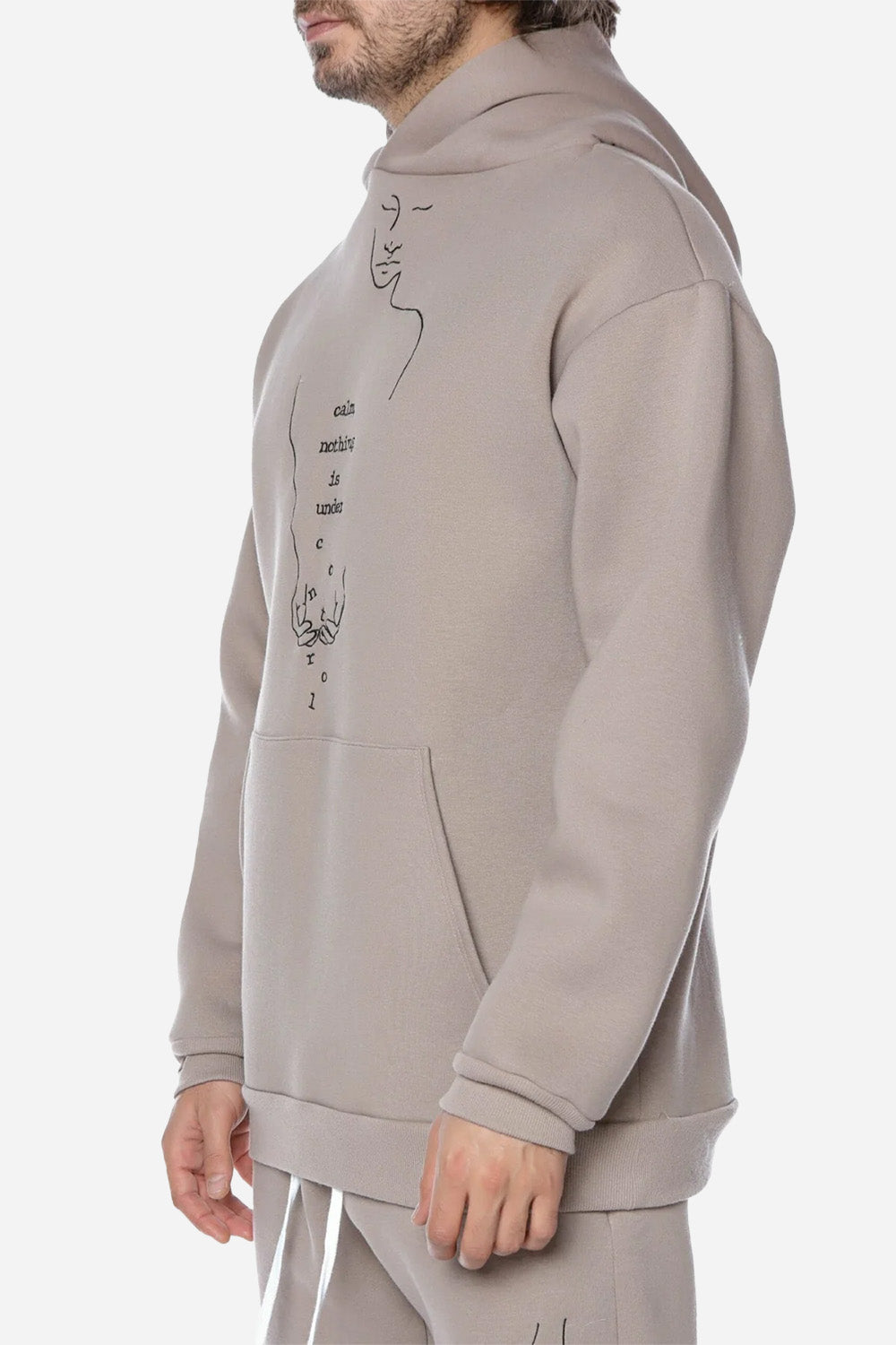 Hanorac cu broderie Control | Bărbați | Bej | Stil Modern & Elegant | Confort & Funcționalitate | Atelier Hamza