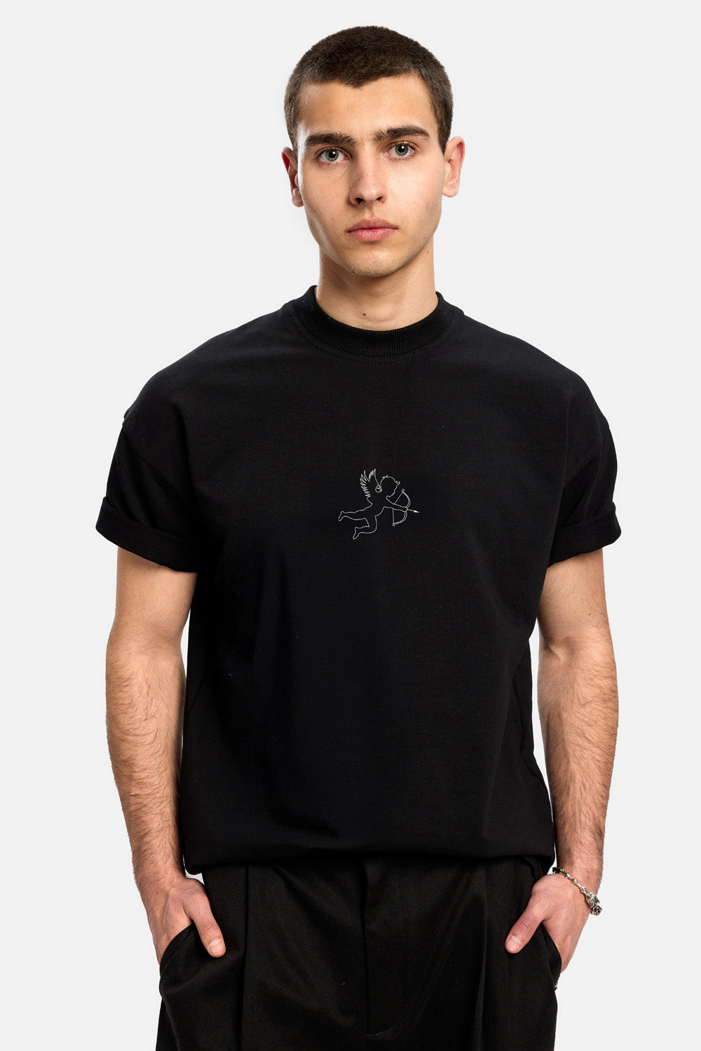 Tricou cu imprimeu Saint 2.0| Barbati | Negru | Stil Modern & Elegant | Confort & Funcționalitate | Atelier Hamza