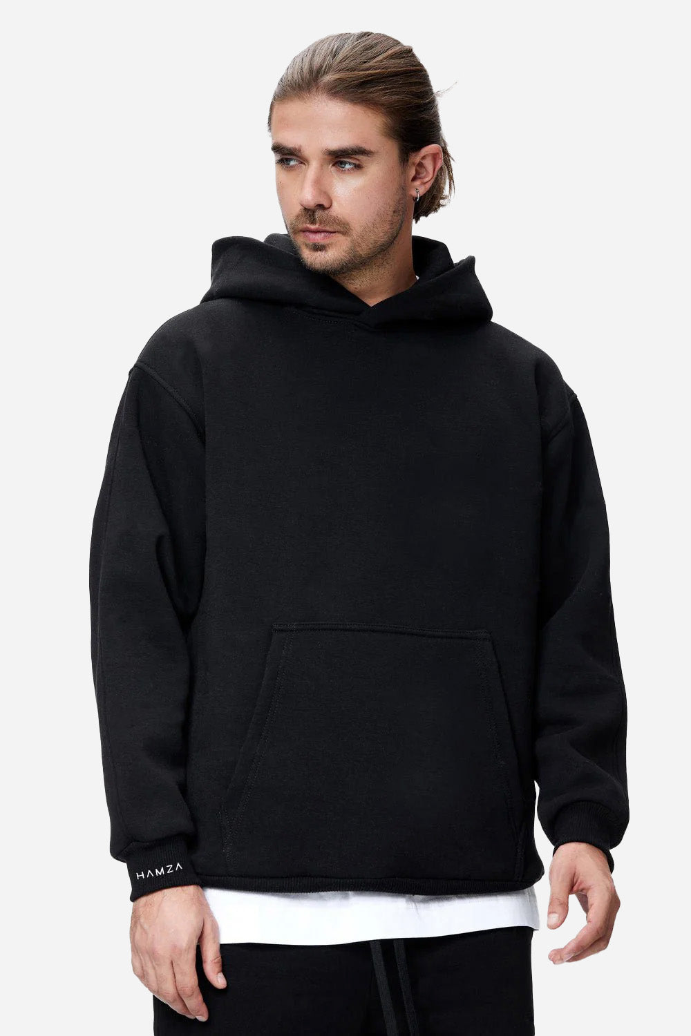 Hanorac Osiris flausat Cardigan Odin | Bărbați | Negru | Stil Modern & Elegant | Confort & Funcționalitate | Atelier Hamza